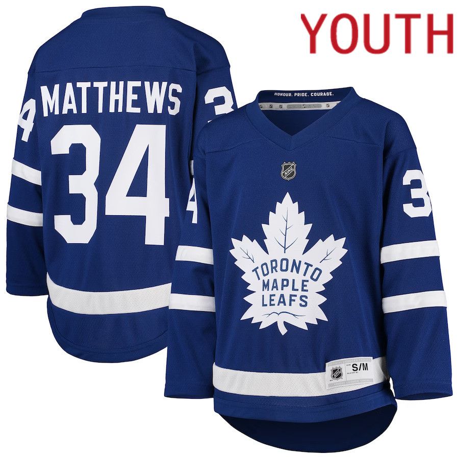 Youth Toronto Maple Leafs #34 Auston Matthews Blue Home Replica Player NHL Jersey
